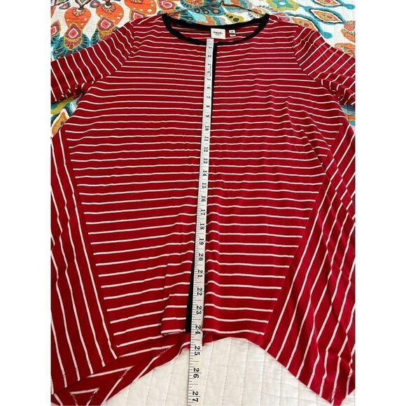 Rafaella Weekend Red and white stripe tunic top with black detail size large sha - Picture 6 of 6